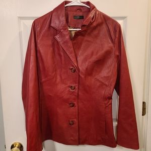 Wilsons Leather Dark Red 4 Button Long Sleeve Jacket Size Medium Women's. 